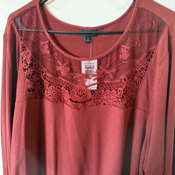 torrid Tops - Torrid Woman’s Plus Size Brick Red Longsleeve Blouse Tunic 5X NWT